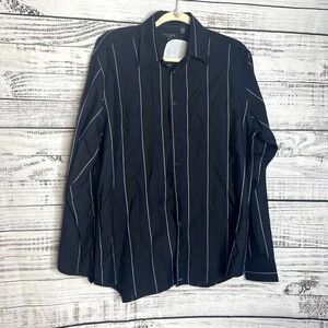 Ted Baker Mens Black & Blue Button Down Long Sleeve Shirt Large